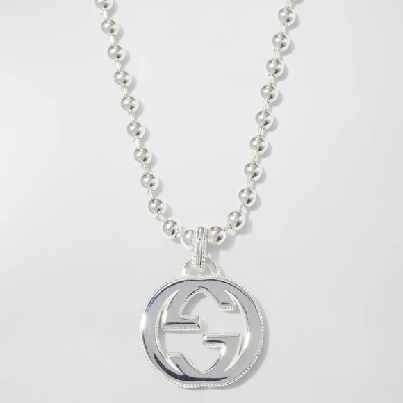 Authentic GUCCI Sterling Silver Double G Pendant Necklace - Picture 1 of 16